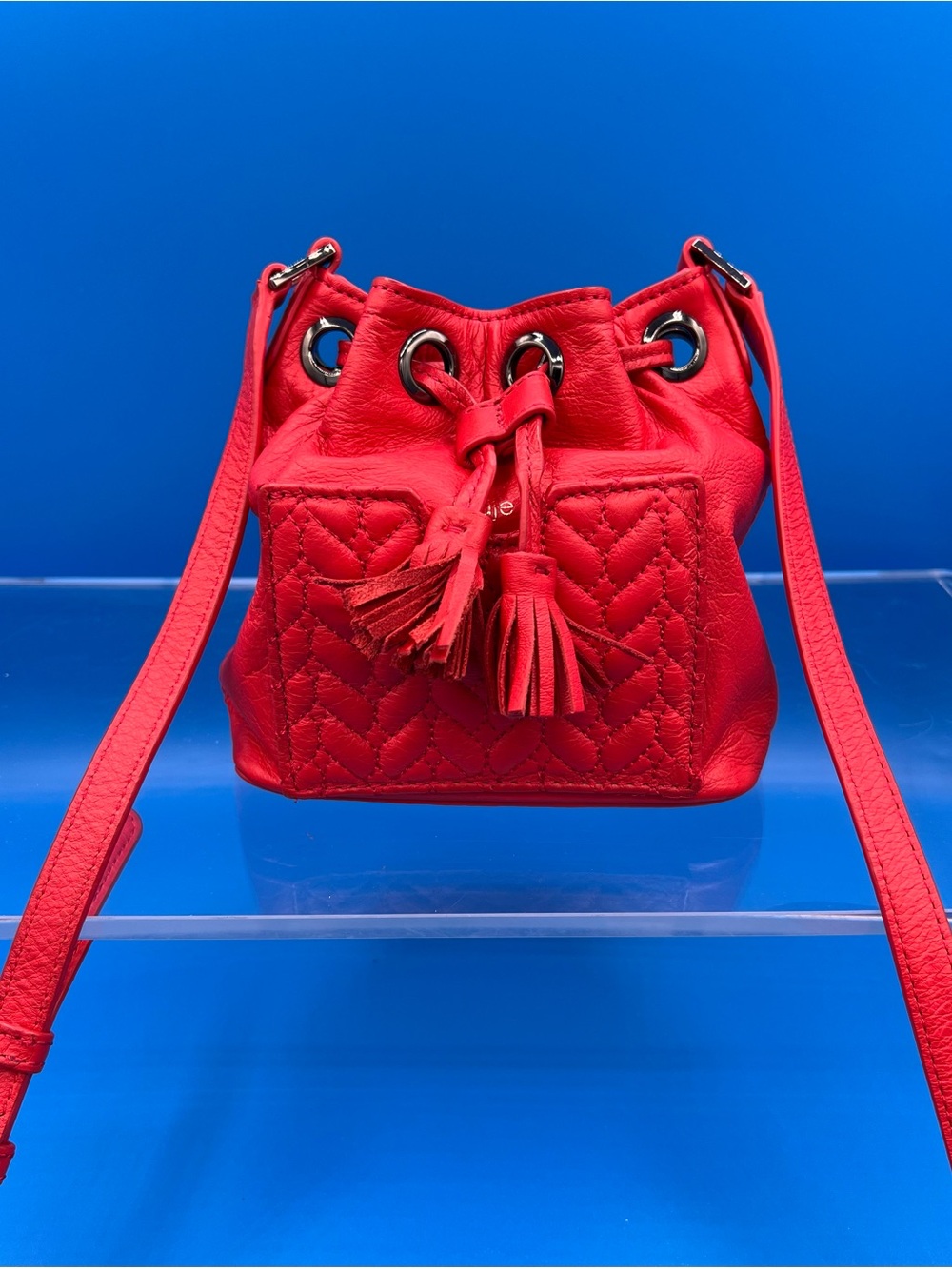 Maje Red (Shadow Cerise) Calfskin Leather Crossbody Bag